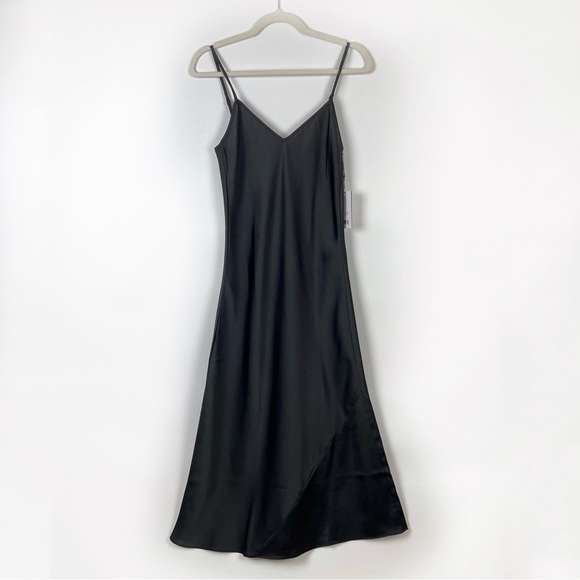 Knix Black Satin Slip Dress Midi Sleeveless V Neck - Picture 4 of 9